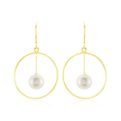 Boucles D'oreilles Pendantes Joris Or Jaune Perle De Culture