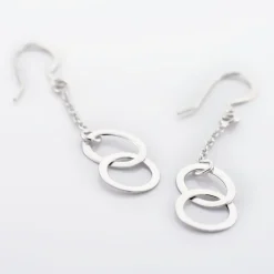 Boucles D'oreilles Pendantes Toi Et Moi Argent Blanc