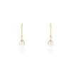 Boucles D'oreilles Pendantes Baroque Or Jaune Perles De Culture