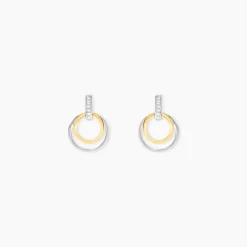 Boucles D'oreilles Pendantes Or Bicolore Eloisia Diamants
