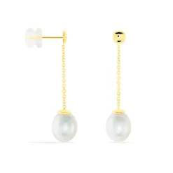 Boucles D'oreilles Pendantes Valera Or Jaune Perle De Culture