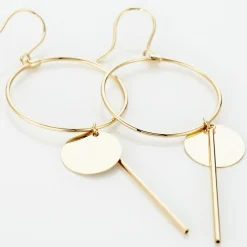 Boucles D'oreilles Pendantes Solaire Or Jaune