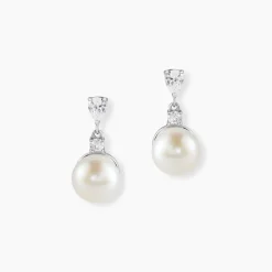 Boucles D'oreilles Pendantes Melya Argent  Perle De Culture Et Oxyde