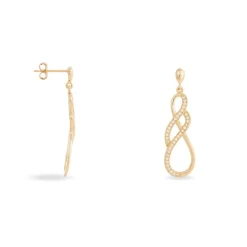 Boucles D'oreilles Pendantes Rajah Plaqué Or Jaune Oxyde De Zirconium
