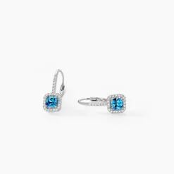 Boucles D'oreilles Pendantes Rio Argent Blanc Oxyde De Zirconium