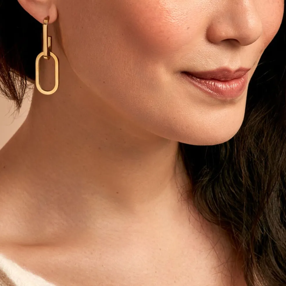 Boucles D'oreilles Pendantes Urban Line Acier Doré