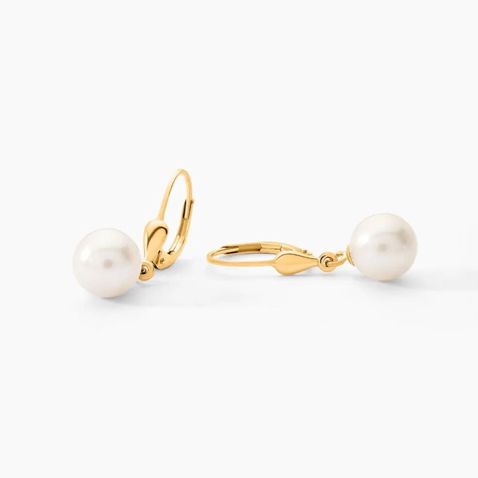 Boucles D'oreilles Pendantes Cecilius Or Jaune Perle De Culture