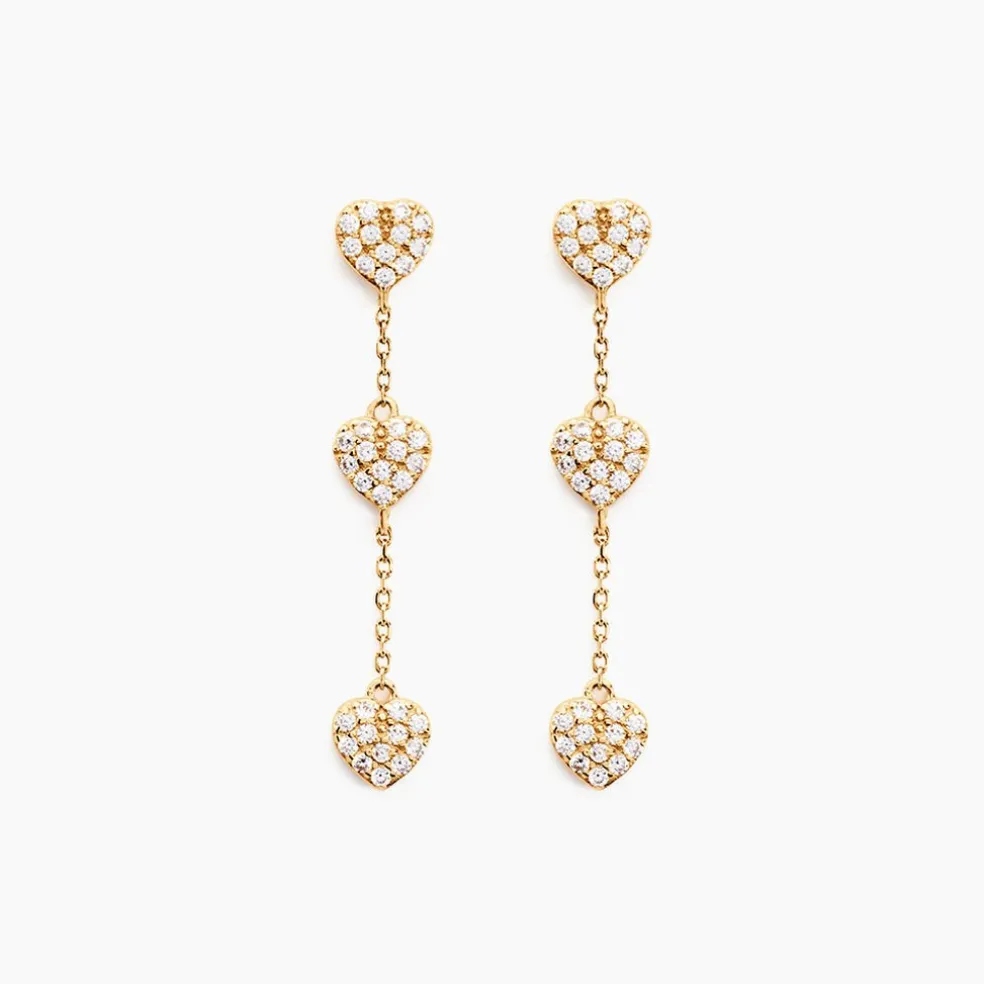 Boucles D'oreilles Pendantes Bomb Lover Or Jaune Oxyde De Zirconium