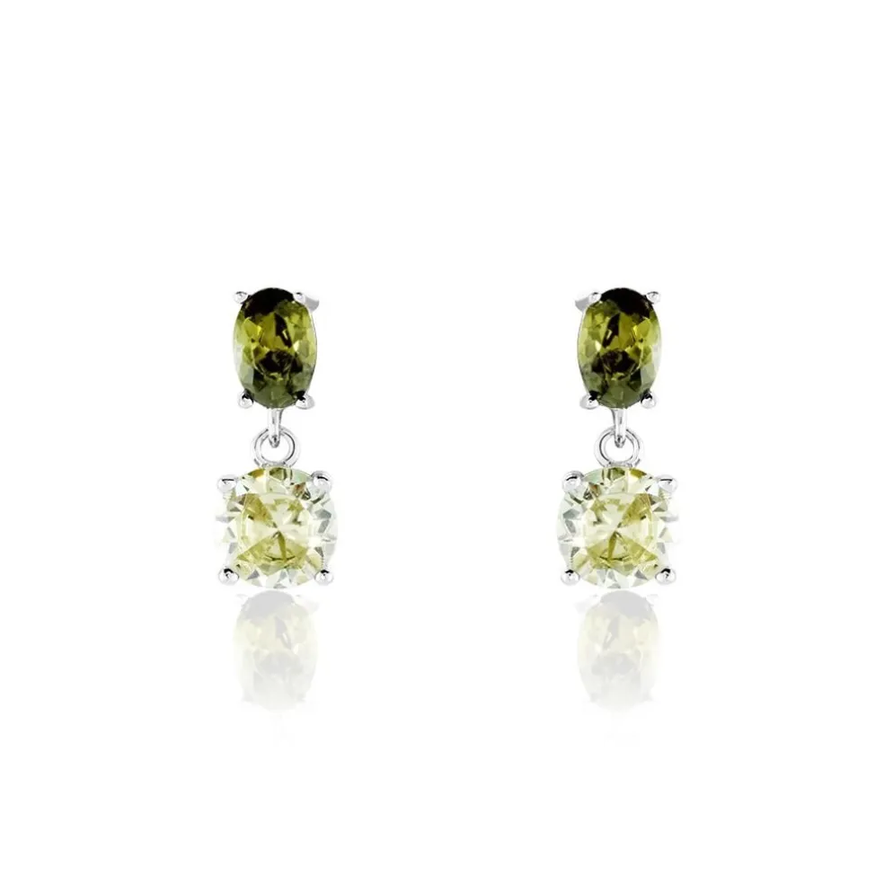 Boucles D'oreilles Pendantes Argent Blanc Brenna Oxydes De Zirconium