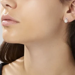 Boucles D'oreilles Pendantes Lilio Argent  Perle De Culture Et Oxyde