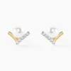 Boucles D'oreilles Puces Aric Or Jaune Perle De Culture Oxyde