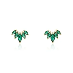 Boucles D'oreilles Puces Amazonia Plaqué Or Jaune Oxyde De Zirconium