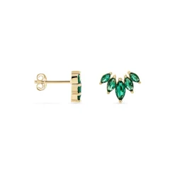 Boucles D'oreilles Puces Amazonia Plaqué Or Jaune Oxyde De Zirconium