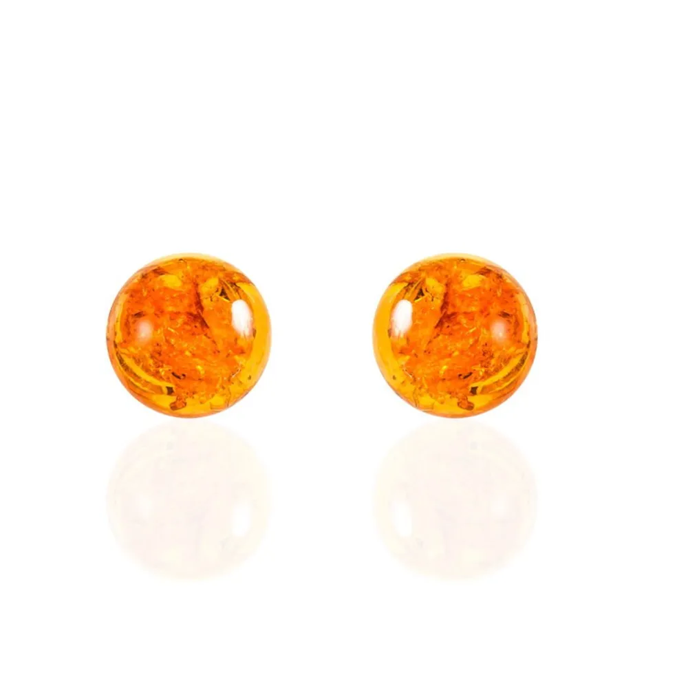 Boucles D'oreilles Puces Argent Blanc Brunhilld Ambre