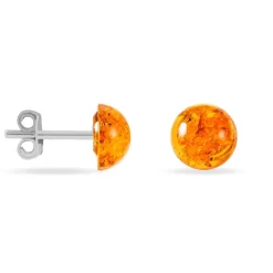 Boucles D'oreilles Puces Argent Blanc Brunhilld Ambre