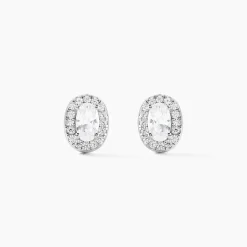 Boucles D'oreilles Puces Albertina Argent Blanc Oxyde De Zirconium