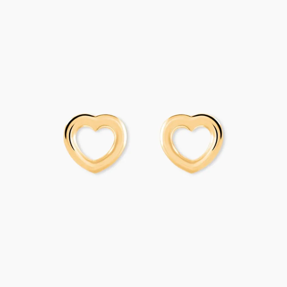 Boucles D'oreilles Puces Anne-maudae Coeurs Or Jaune