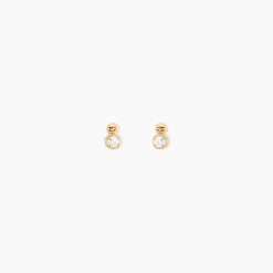Boucles D'Oreilles Puces Aura Plaque Or Jaune Oxyde De Zirconium