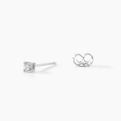 Boucles D'oreilles Puces Aphrodite Or Blanc Diamant
