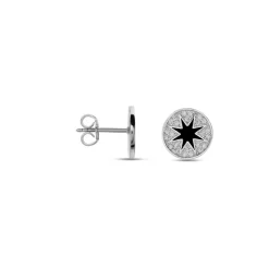 Boucles D'oreilles Puces Argent Blanc Winston Oxydes De Zirconium