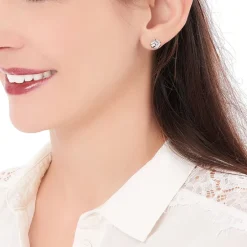 Boucles D'oreilles Puces Albanne Argent Blanc