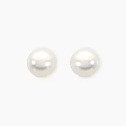 Boucles D'oreilles Puces Akoya Or Jaune Perle De Culture D'akoya
