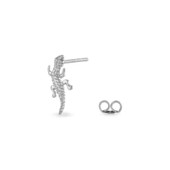 Boucles D'oreilles Puces Azzedine Salamandre Or Blanc