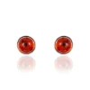 Boucles D'oreilles Puces Brunhild Argent Blanc Ambre