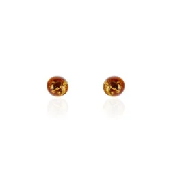 Boucles D'oreilles Puces Brunhild Argent Blanc Ambre