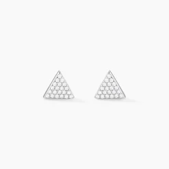 Boucles D'oreilles Puces Brendana Argent Blanc Oxyde De Zirconium