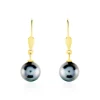 Boucles D'oreilles Puces Baroque Dormeuse Or Jaune Perle De Tahiti