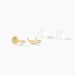Boucles D'oreilles Puces Berberis Or Jaune Oxyde