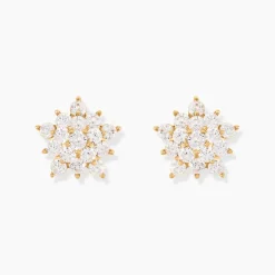 Boucles D'oreilles Puces Bleuenn Plaqué Or Jaune Oxyde De Zirconium