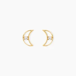 Boucles D'Oreilles Puces Brent Or Jaune Oxyde De Zirconium