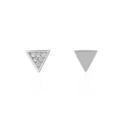 Boucles D'oreilles Puces Bartoumieu Argent Blanc Oxyde De Zirconium
