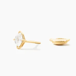 Boucles D'Oreilles Puces Collection Icone Or Jaune Diamant Synthétique