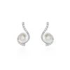 Boucles D'oreilles Puces Cassiopea Or Blanc Oxyde Et Perle De Culture