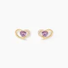 Boucles D'Oreilles Puces Creighton Or Jaune Améthyste Oxyde De Zirconium