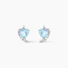 Boucles D'oreilles Puces Coeur In Love Or Blanc Topaze Et Oxyde