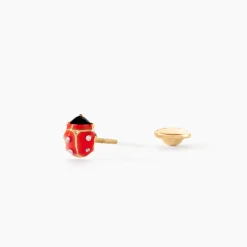 Boucles D'oreilles Puces Coccinella Or Jaune Oxyde De Zirconium