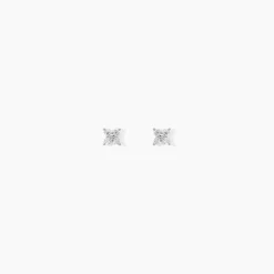 Boucles D'Oreilles Puces Clova Argent Blanc Oxyde De Zirconium