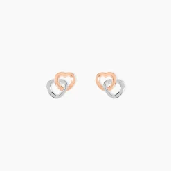 Boucles D'oreilles Puces Donna Coeurs Ajoures Or Rose