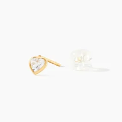 Boucles D'oreilles Puces Daria Coeur Plein Or Jaune Oxyde De Zirconium