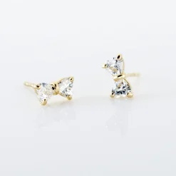 Boucles D'oreilles Puces Darina Noeud Or Jaune Oxyde De Zirconium