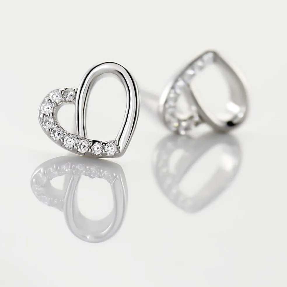 Boucles D'oreilles Puces Dorthea Argent Blanc Oxyde De Zirconium
