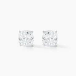 Boucles D'oreilles Puces Doreen Carre Or Blanc Oxyde De Zirconium