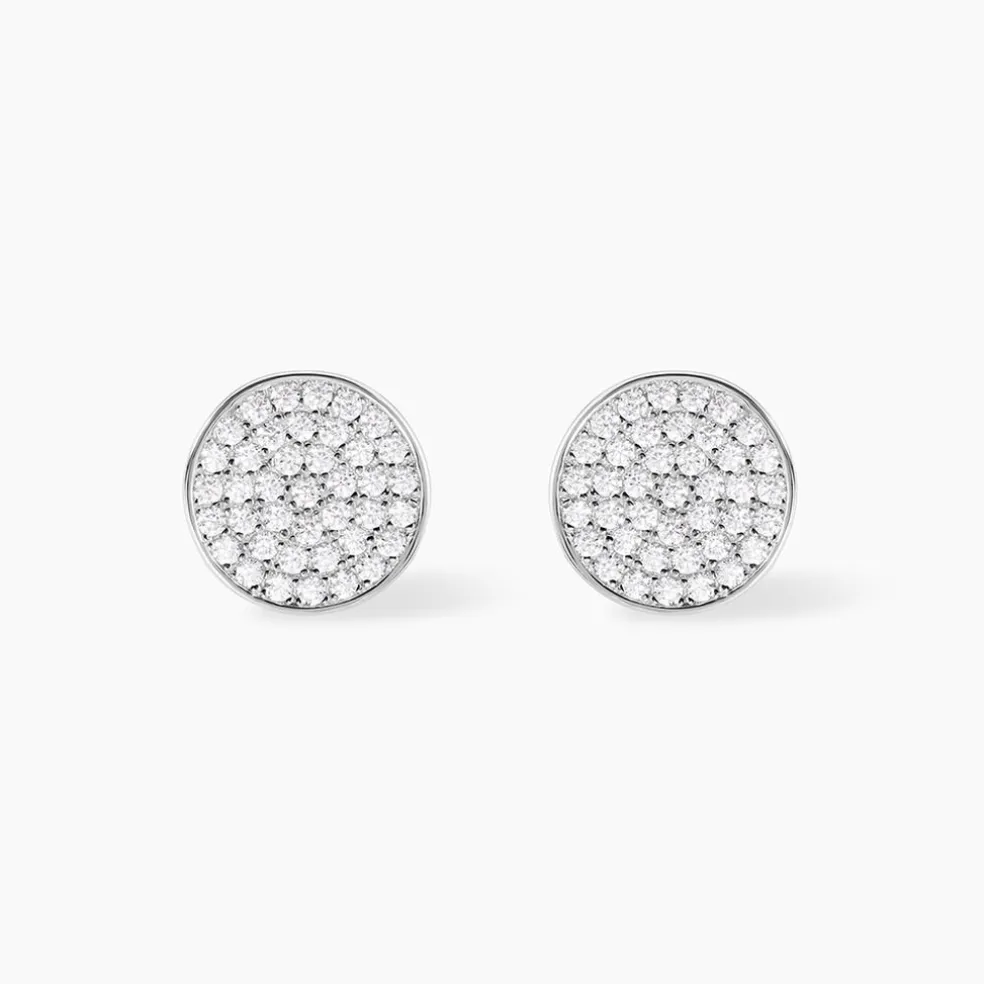 Boucles D'oreilles Puces Darwin Argent Blanc Oxyde