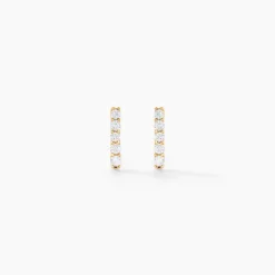 Boucles D'oreilles Puces Damion Or Jaune Oxyde De Zirconium