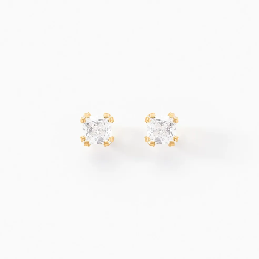Boucles D'oreilles Puces Doreen Or Jaune Oxyde De Zirconium