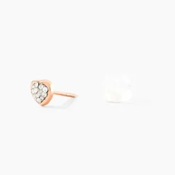 Boucles D'oreilles Puces Daria C艙ur 0 Or Rose Strass